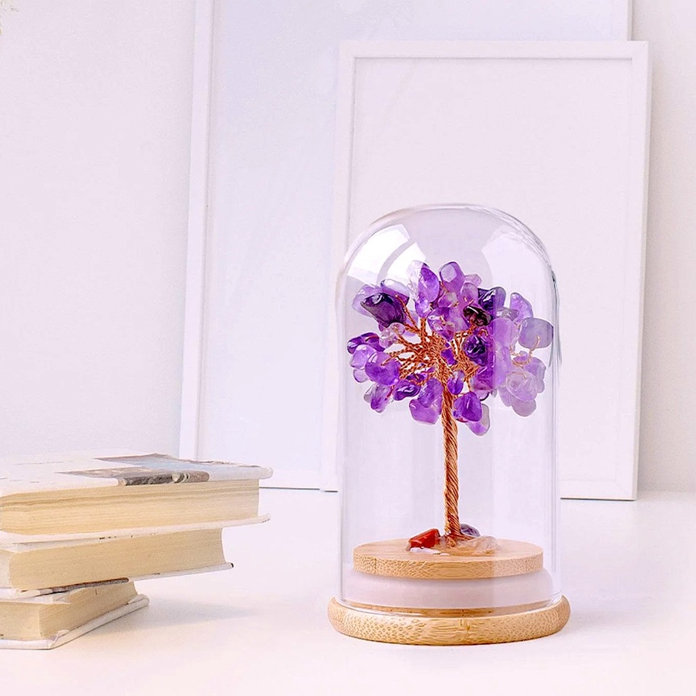 🆕New Amethyst Crystal Fortune Gemstone Tree- Feng Shui Decor 4.2”
